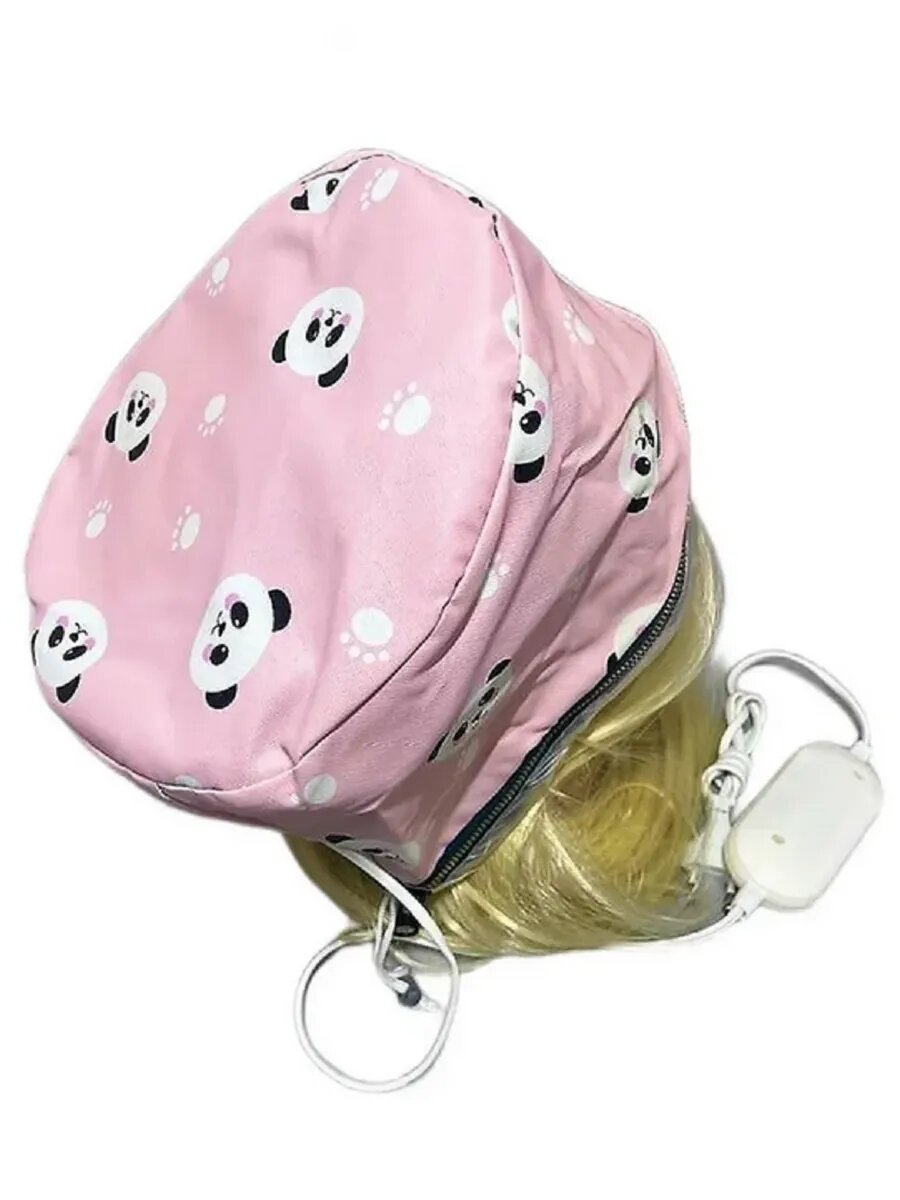 Термошапка для волос и спа-процедур, розовая Панда — фото 1