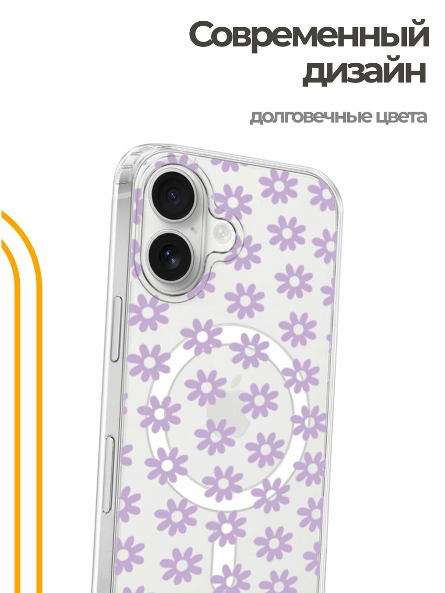 Чехол на Apple iPhone 17 (Айфон 17) MagSafe с магнитом и принтом Розовый цветочный узор — фото 1