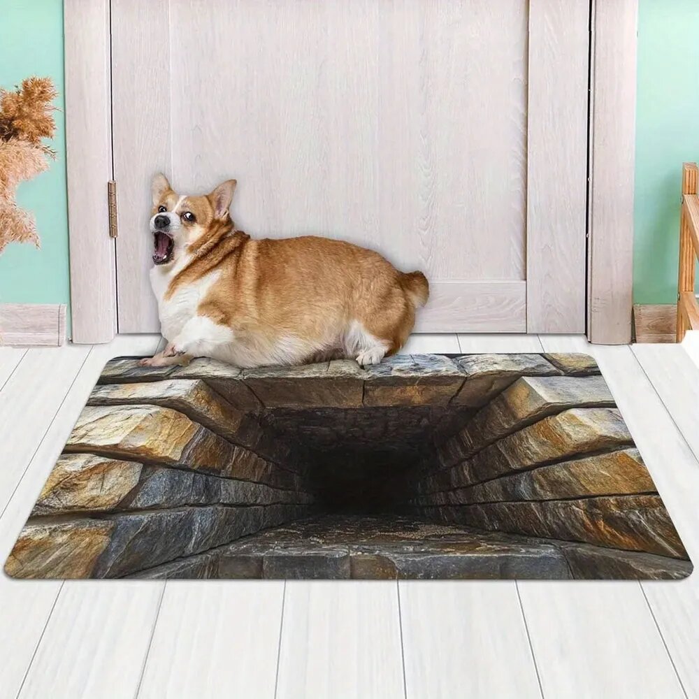 Коврик для ванной прямоугольный 50x80 см с 3D эффектом и рисунком собака корги, ПВХ