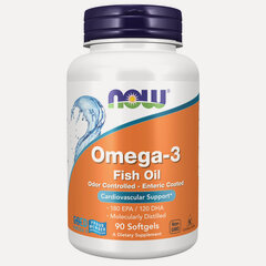 Изображение товара NOW Omega-3 Fish Oil, Омега 3, 1000мг 90 мягких капсул, Рыбий жир, витамины для сердца и сосудов