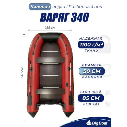 Надувная, под мотор, килевая лодка из ПВХ для рыбалки Varyag (Варяг) 340