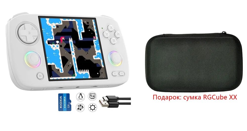 Новый эмулятор портативной игровой консоли Anbernic RG CubeXX, 32 ГБ 3.95' квадратный экран, 64-битная система Linux, оснащенная RGB, Bluetooth и WIFI
