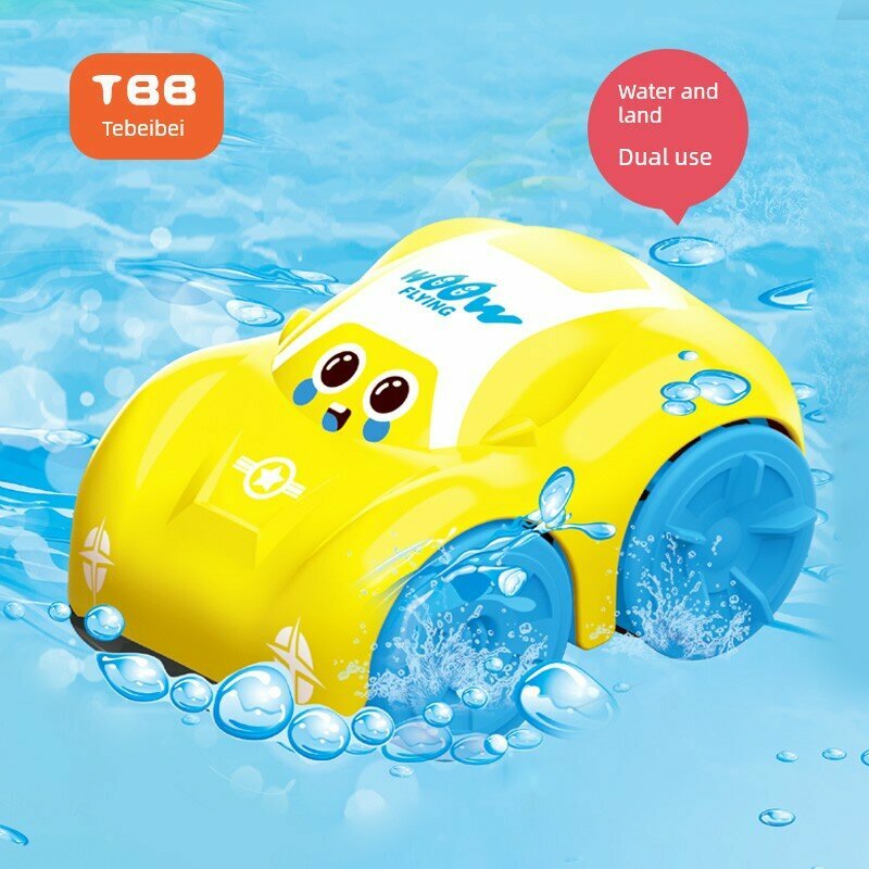 Пружинная игрушечная машинка для ванной воды и суши, желтая, 1 шт. для купания младенца