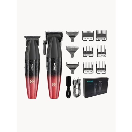 Профессиональный набор для стрижки волос VGR (черная, розовая)
