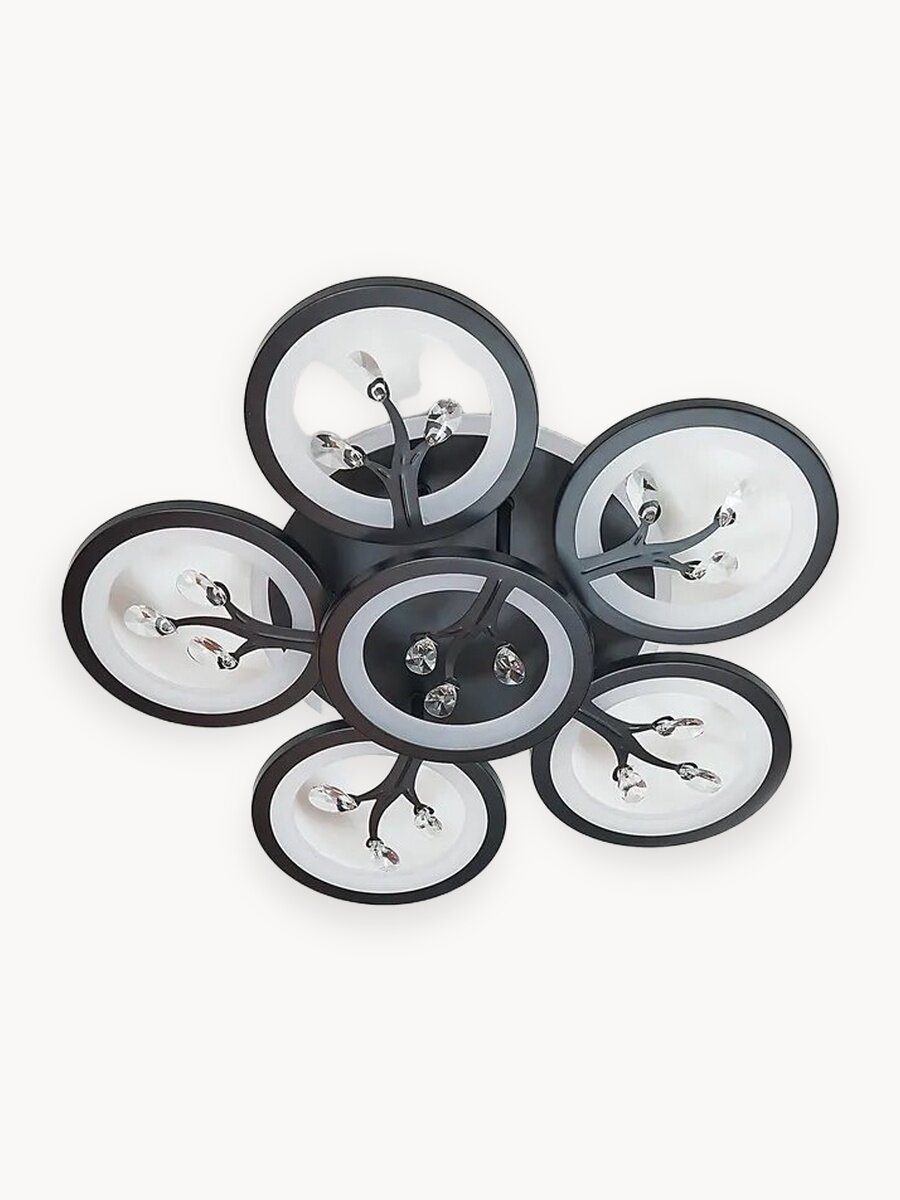 Управляемая люстра светодиодная потолочная c пультом RGB 120 Вт 30 м² 3500-6500К для кухни, гостиной