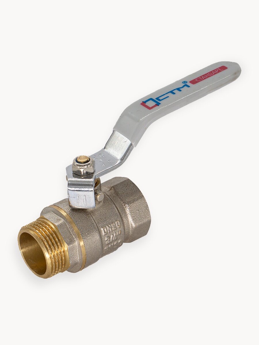 Кран шаровый 3/4", для воды, гайка штуцер, Ручка-рычаг, резьба Внутренняя; Наружная,