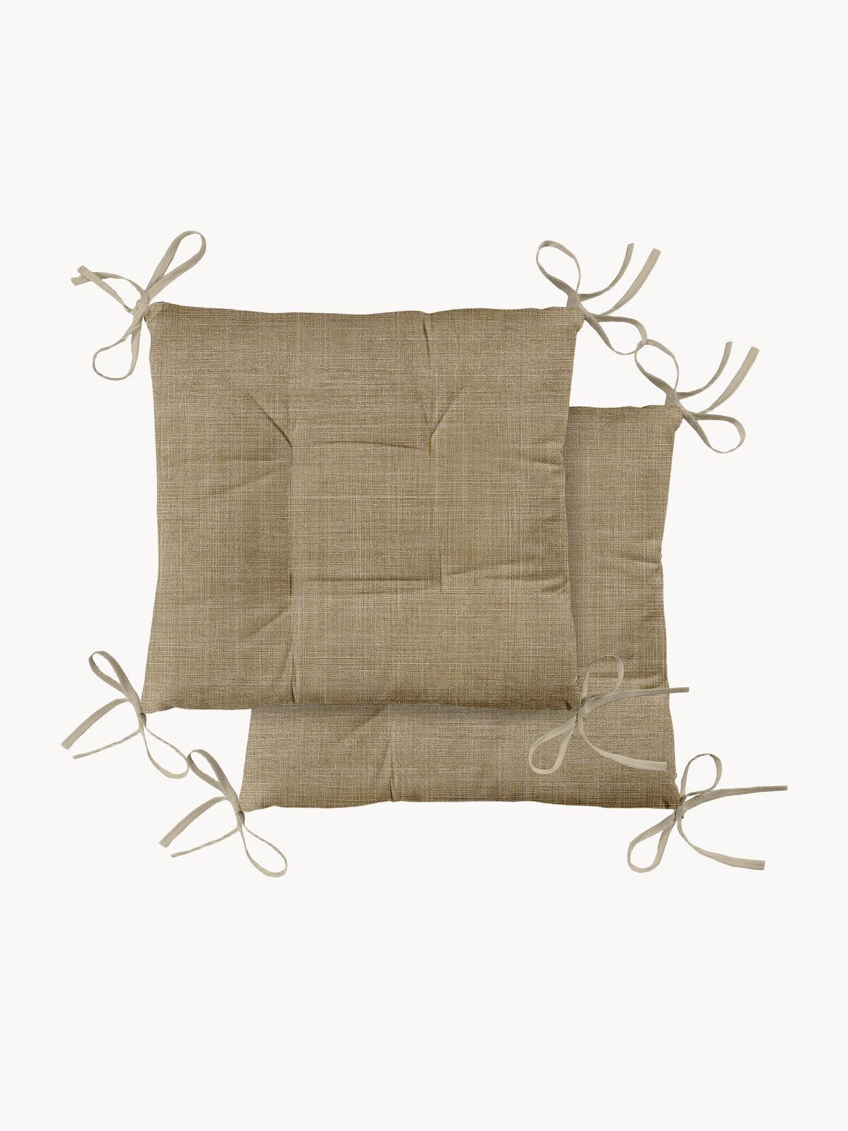 Подушка на стул с завязками квадратная плоская 40х40 (2шт.) "Mia Cara" рис 30731-1 Лен мокко