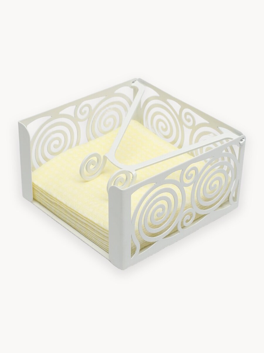 Салфетница GALA кухонная металлическая интерьерная горизонтальная Арт. SL024-WY, белая