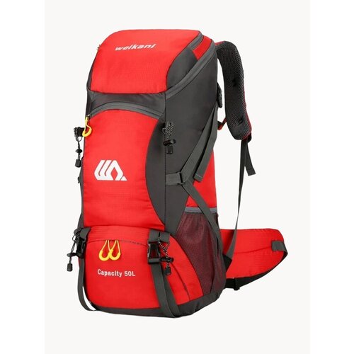 Трекинговый туристический рюкзак Weikani из водонепроницаемой ткани для путешествий, походов, кемпинга 50 литров цвет красный