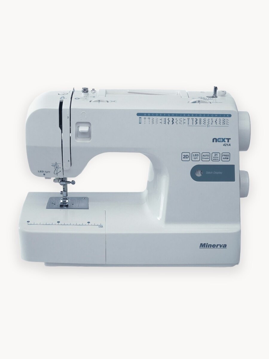 Бытовая швейная машина Minerva "Next 421A", электромеханическая, ротационный вертикальный челнок
