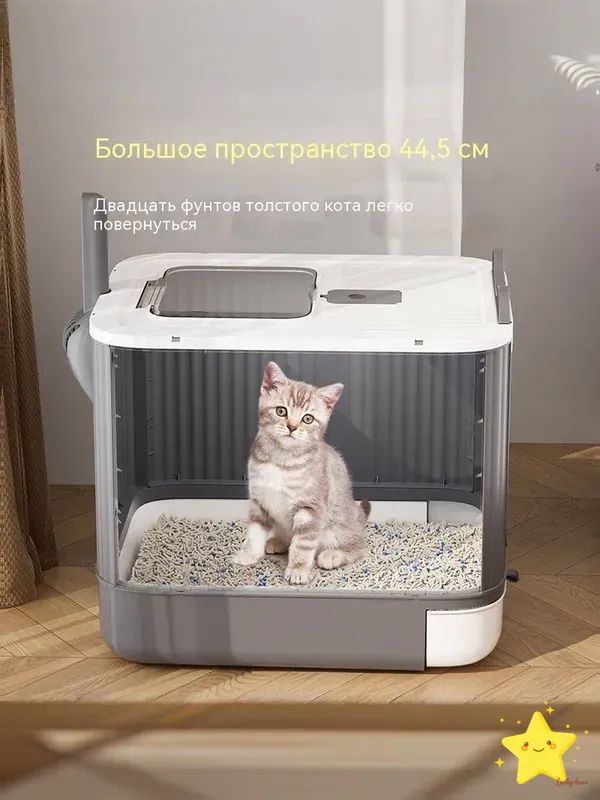 Закрытый лоток для кошек с высокими бортами и дверцей
