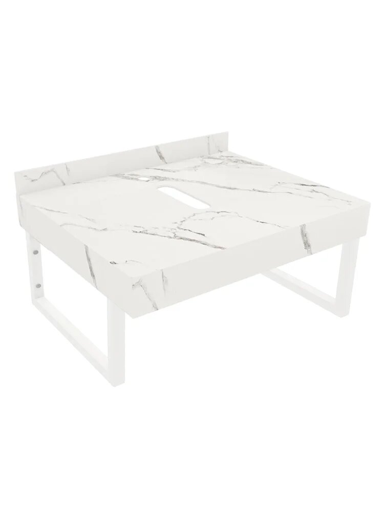 Столешница в ванную под раковину Teymi Helmi 60 белый мрамор с белыми кронштейнами