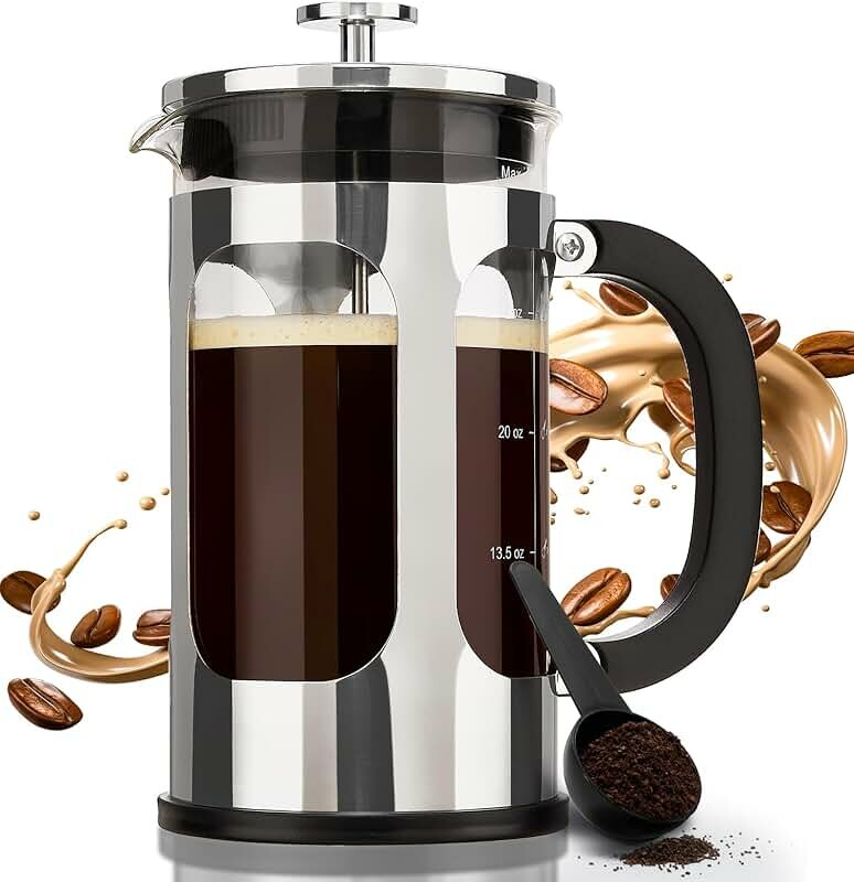 Стеклянный чайник French Press Kukmara, 1,5 л, с металлическим фильтром для заваривания чая и кофе