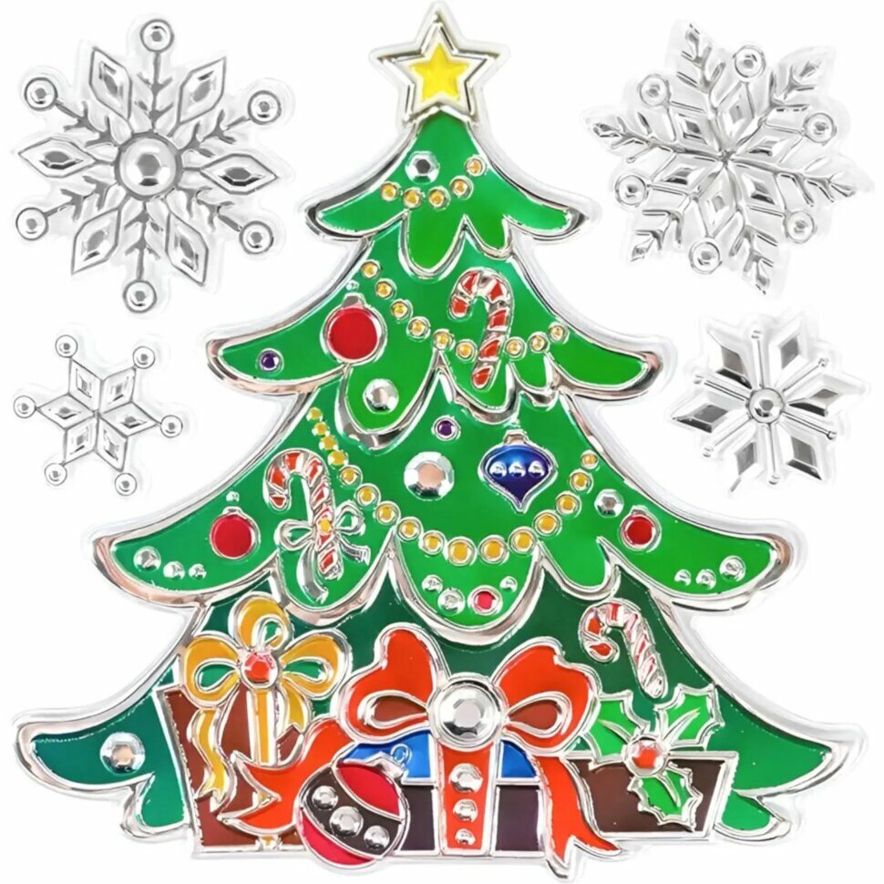 Наклейка интерьерная Новогодняя ёлочка 18x18 см НУ-8897 2337377