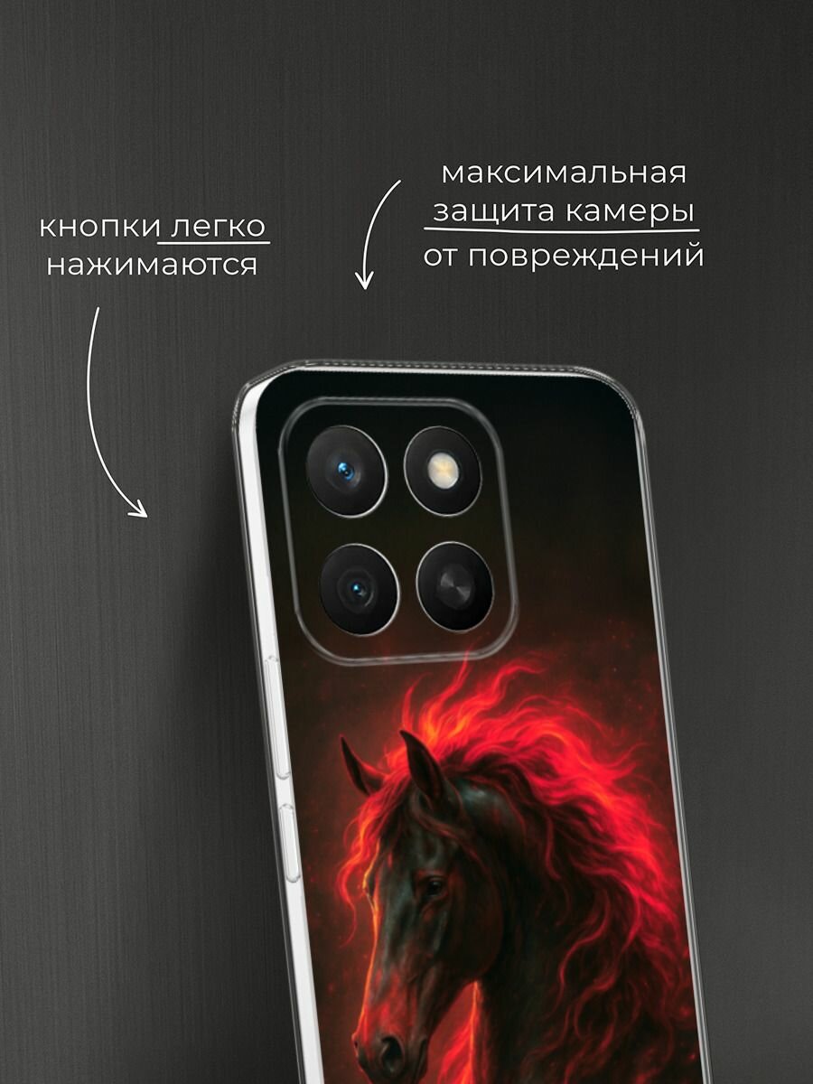 Силиконовый чехол на Honor X8c / Хонор X8c с принтом Конь и грива — фото 1