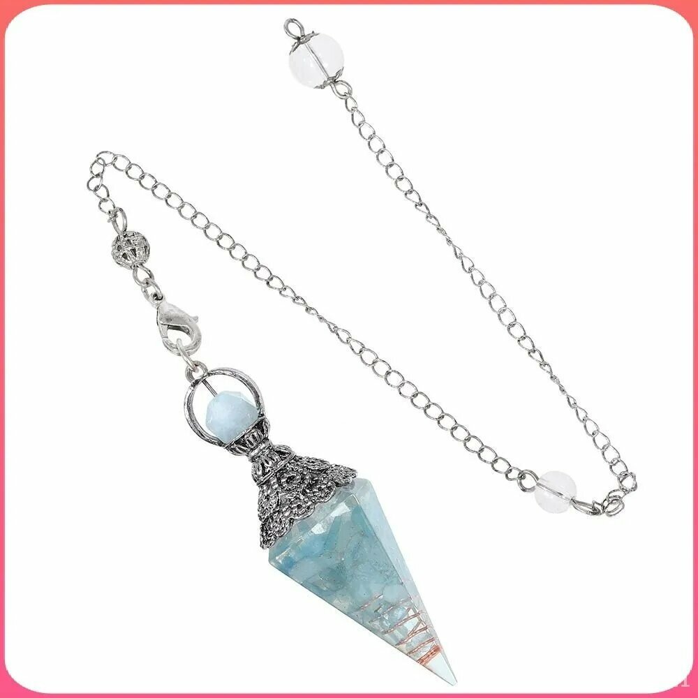 Маятник для лозоходства из натурального кристалла аметиста, 6-гранный шестиугольный заостренный конус, подвеска из смолы для гадания