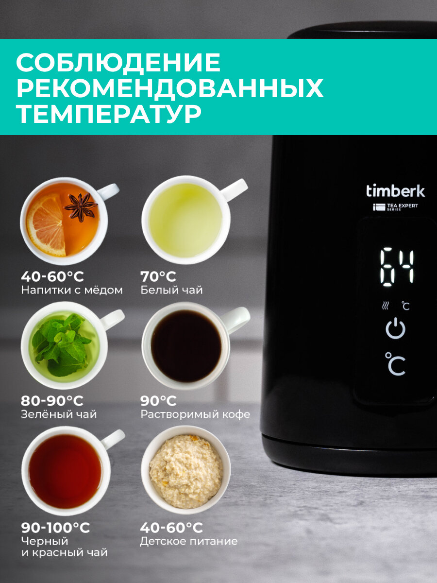 Электрический чайник 1.5 л Timberk T-EK21S01 с выбором температурных режимов — фото 1