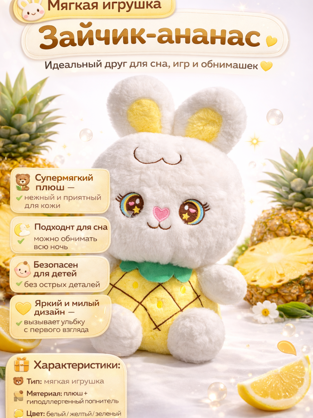 Мягкая игрушка "Кролик", для мальчиков и девочек, дышащая, с музыкой, 35см — фото 1