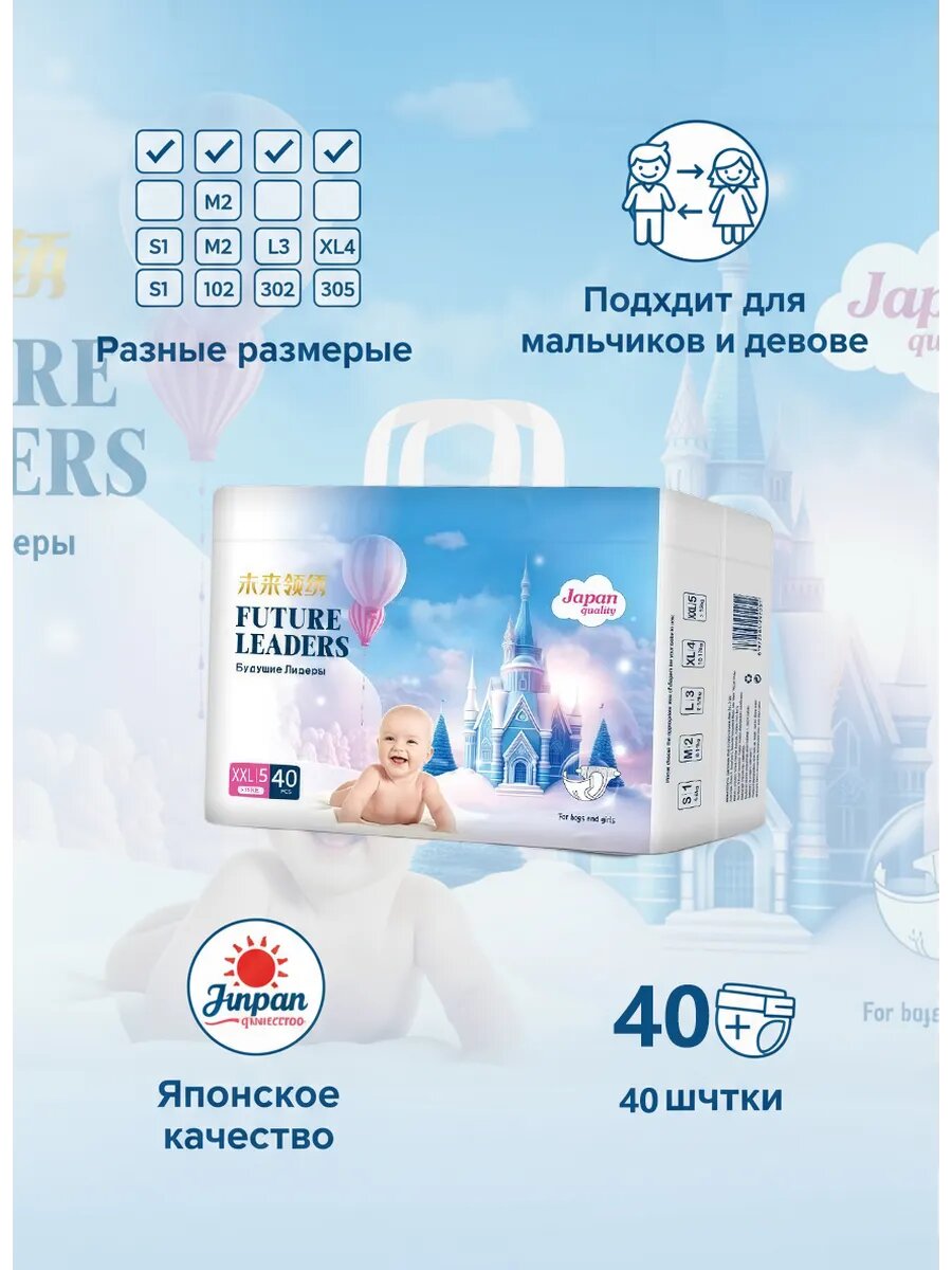 Подгузники для новорожденных Future Leader на липучках Future Leader — фото 1