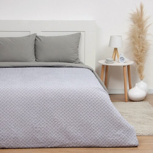 Изображение товара Покрывало LoveLife Tufting: Квадрат цв. серо-сиреневый, 200*230±5см, микрофайбер, 100% п/э