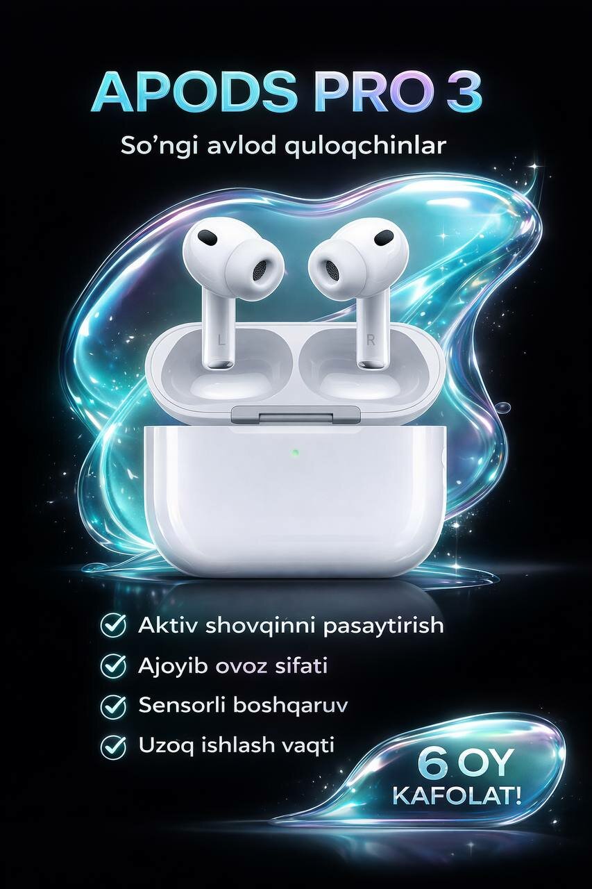 Наушники беспроводные AirPods Pro 3, шумоподавление, Bluetooth 5.3, 30 часов работы, люкс кория