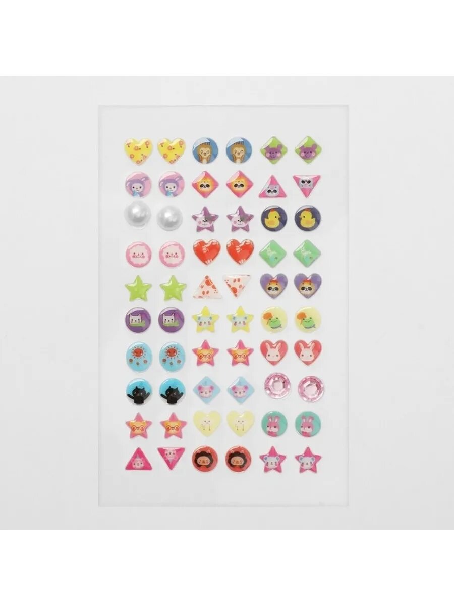 Яркие пластиковые серьги-наклейки с улыбкой