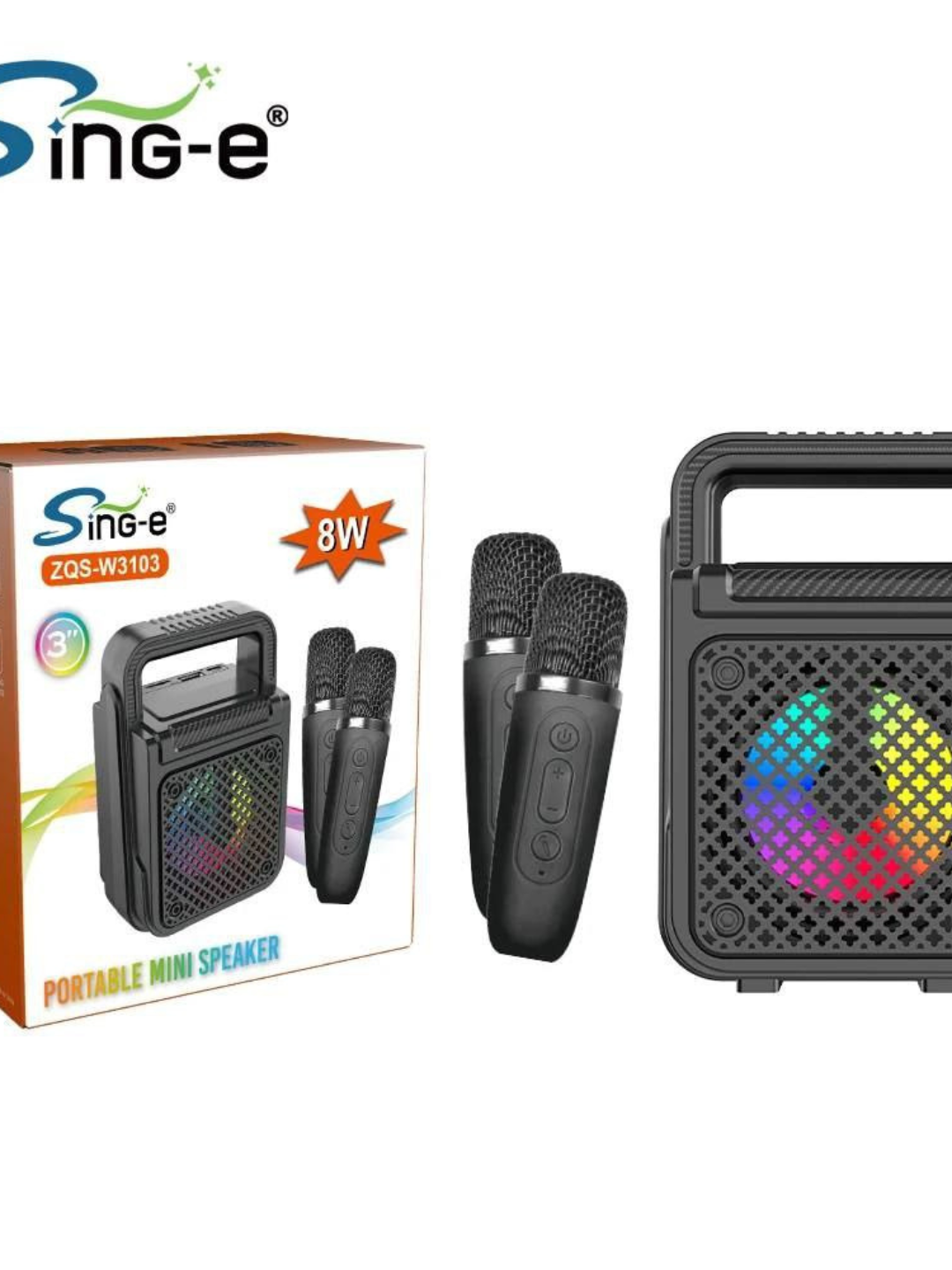 Караоке колонка, беспроводная колонка, bluetooth колонка, колонка с микрофоном, karaoke speaker, портативная колонка, мини колонка, колонка с подсветкой, детское караоке, колонка для дома, музыкальная колонка 8W, колонка для праздников,