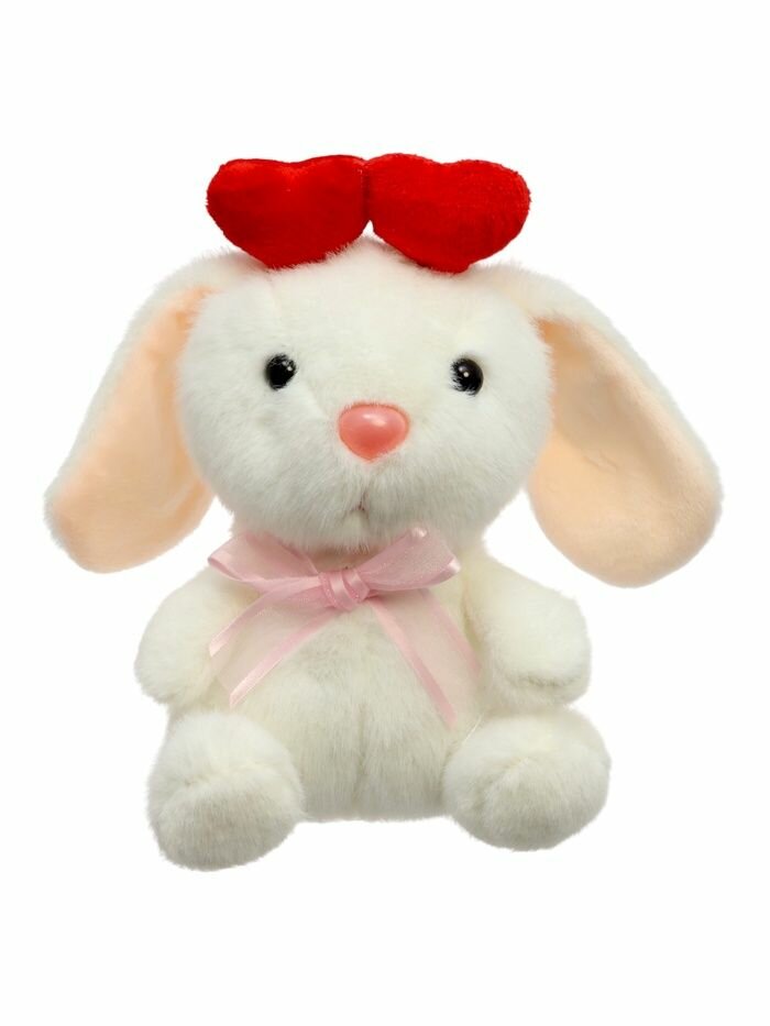 Мягкая игрушка КНР "Зайка", нежный материал, высота 18 см, белая расцветка