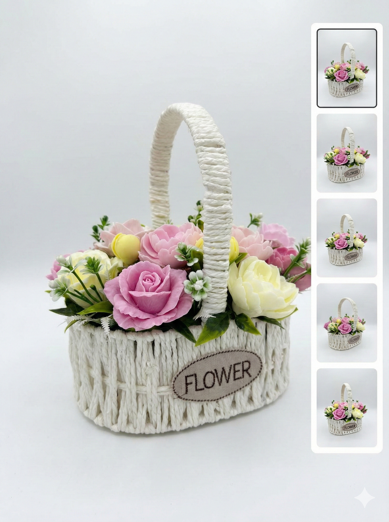 Подарочный набор из мыльных роз в корзине, ароматизированное сувенирное мыло "Flowers", подарок женщинам на 8 марта