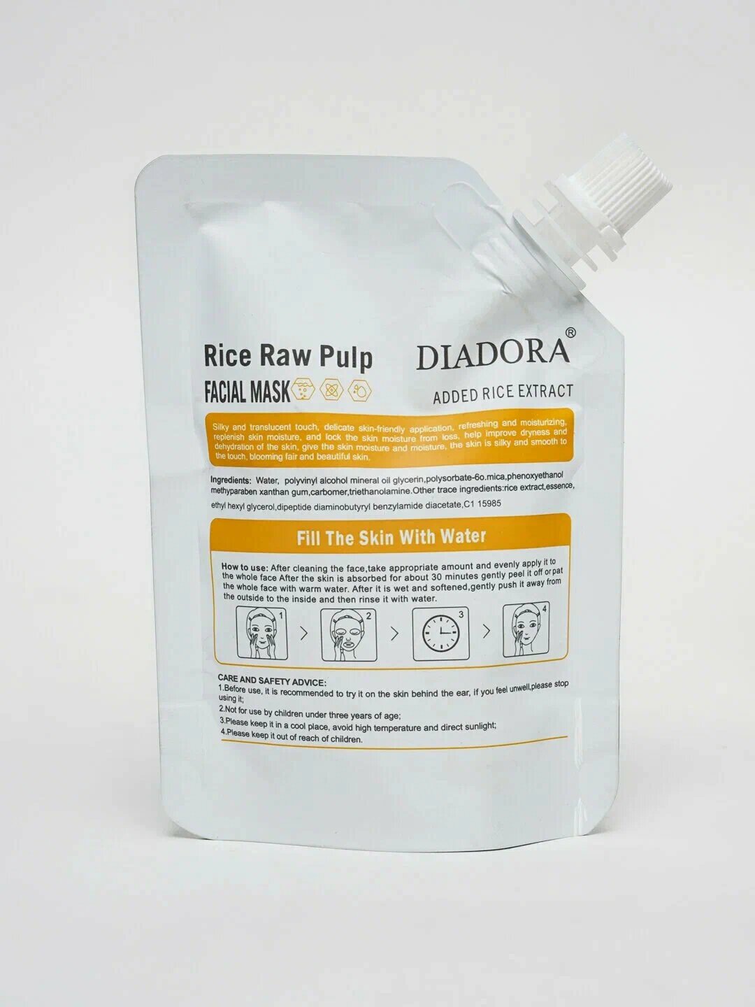 Тканевая маска Diadora Rice Raw Pulp, для лица, увлажняющая, 100г