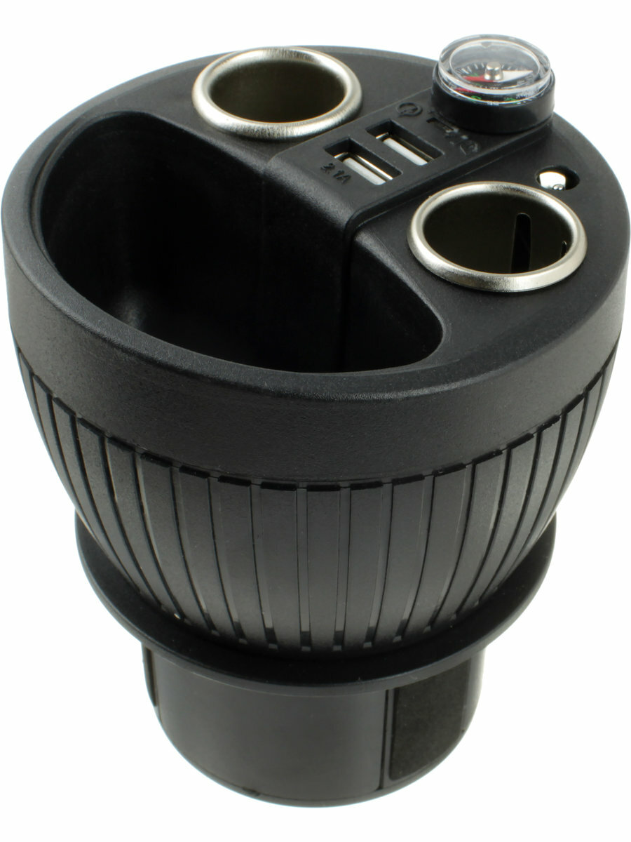 Разветвитель автоприкуривателя 2в1 + 2USB гнезда 5В 2,1/1А в подстаканник