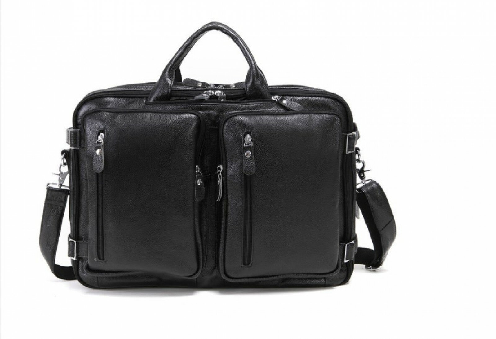 Сумка-рюкзак MyPads Premium M434 из натуральной кожи для ноутбуков 15.6-17.3 дюйма черная