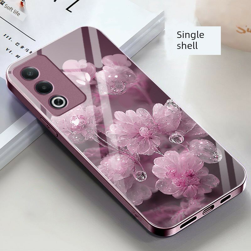 Чехол для OPPO A3 Active Edition с кристальным пурпурным цветком, одиночный корпус, цвет персик, новая модель 2024 года