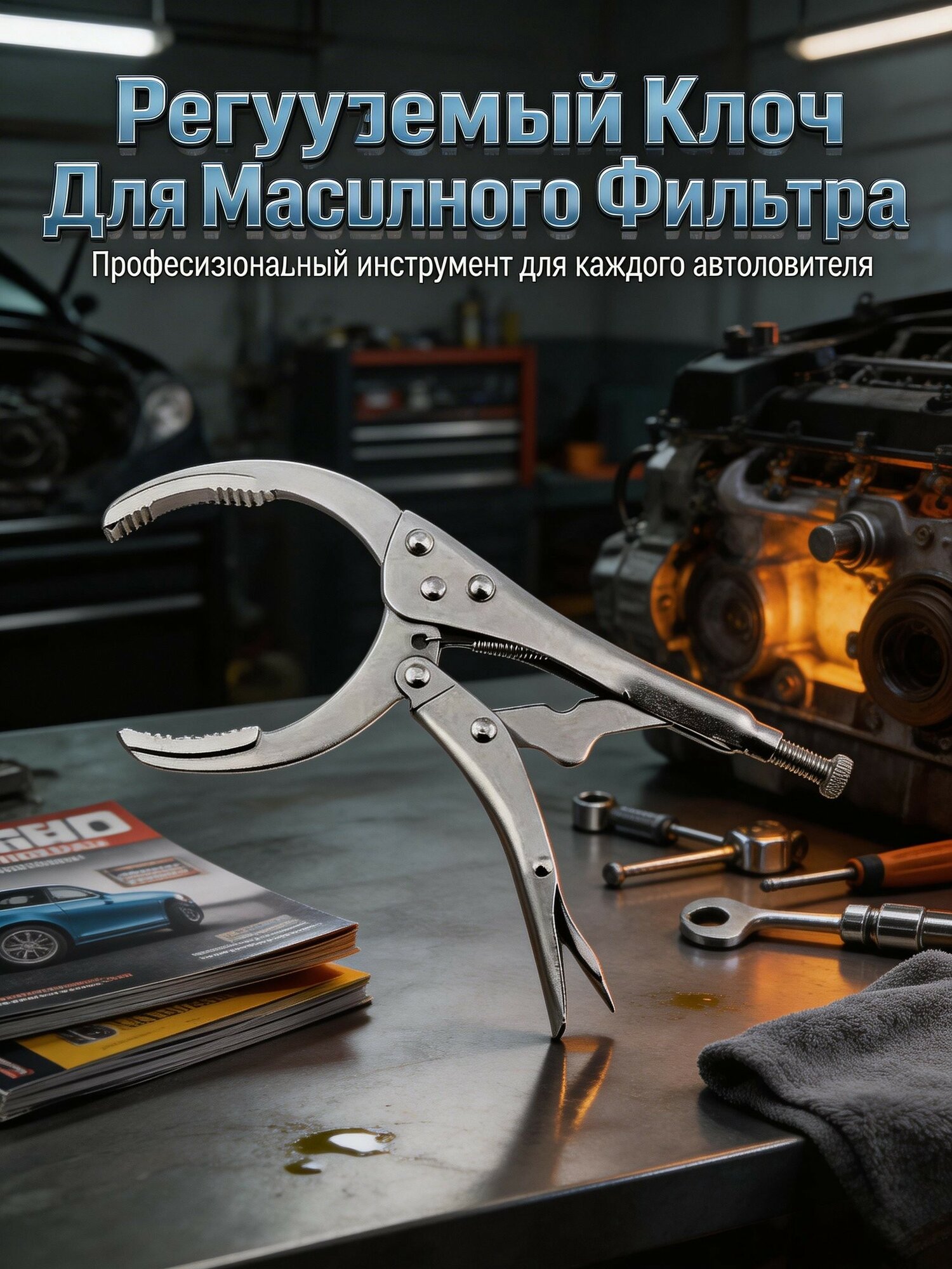 Регулируемый съемник масляного фильтра, зажимные плоскогубцы — ручной ключ для быстрой и простой замены масла