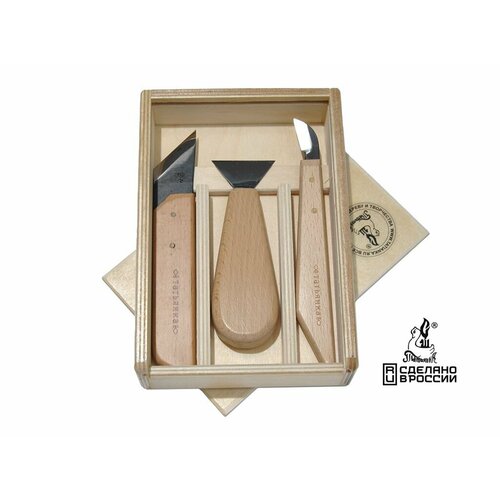 фото Набор из 3 ножей для геометрической резьбы по дереву (к2, 06, флажок). татьянка