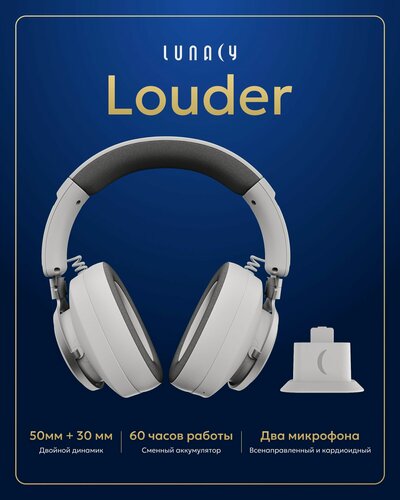 Изображение товара Наушники беспроводные игровые Lunacy Louder белые (LLHP02W)