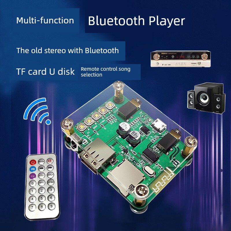 Беспроводной Bluetooth аудио-приемник с 2 RCA входами, USB проигрывателем и пультом дистанционного управления для