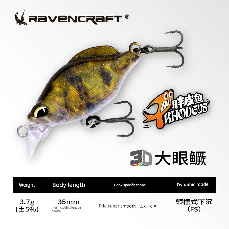 Ravencraft 3.7g 35mm Большие Глаза Пикша Миньон Лур для Микро Рыболовства и Мелкой Рыбы