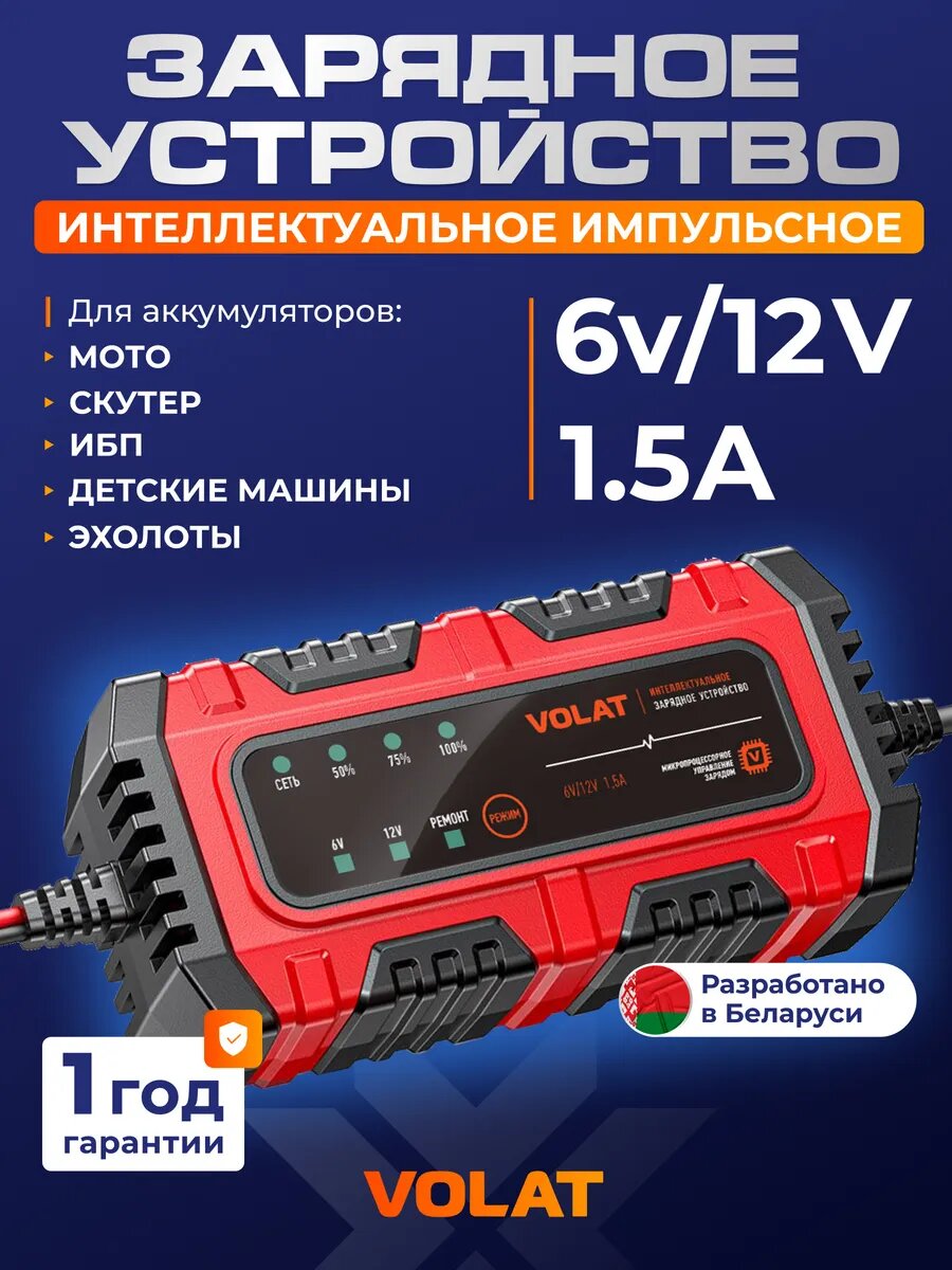 Зарядное устройство для аккумулятора автомобиля 6В, 12В