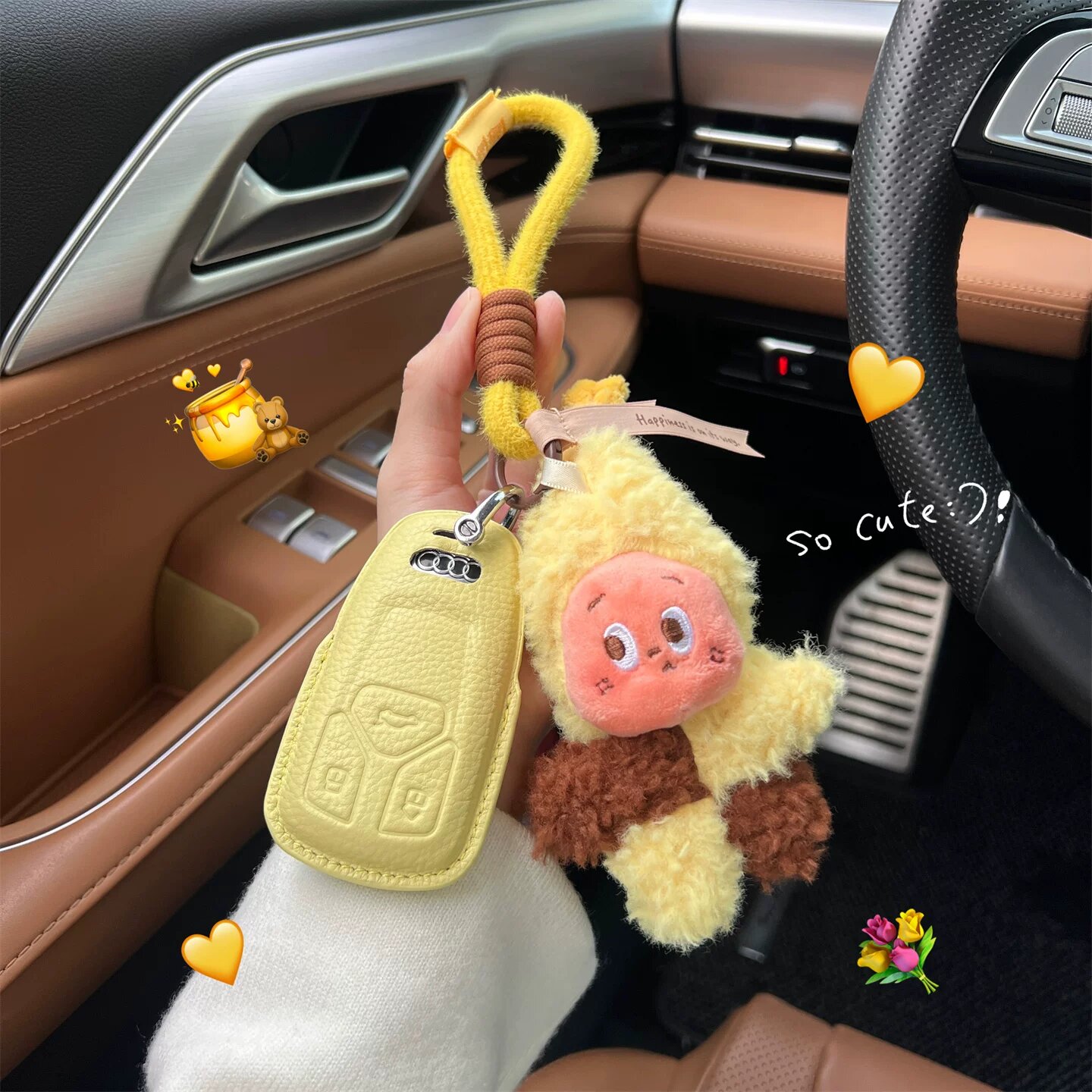 Чехол для ключа Audi в цвете куриный желтый с узором соленый крекер для моделей A3L A6L A7L A4L Q5L Q3 Q7 Q2 A5L