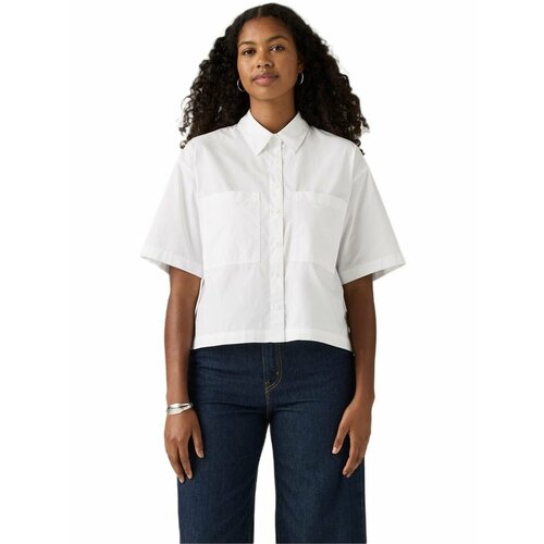 фото Рубашка levi's women harlie short sleeve cropped shirt, размер s, белый