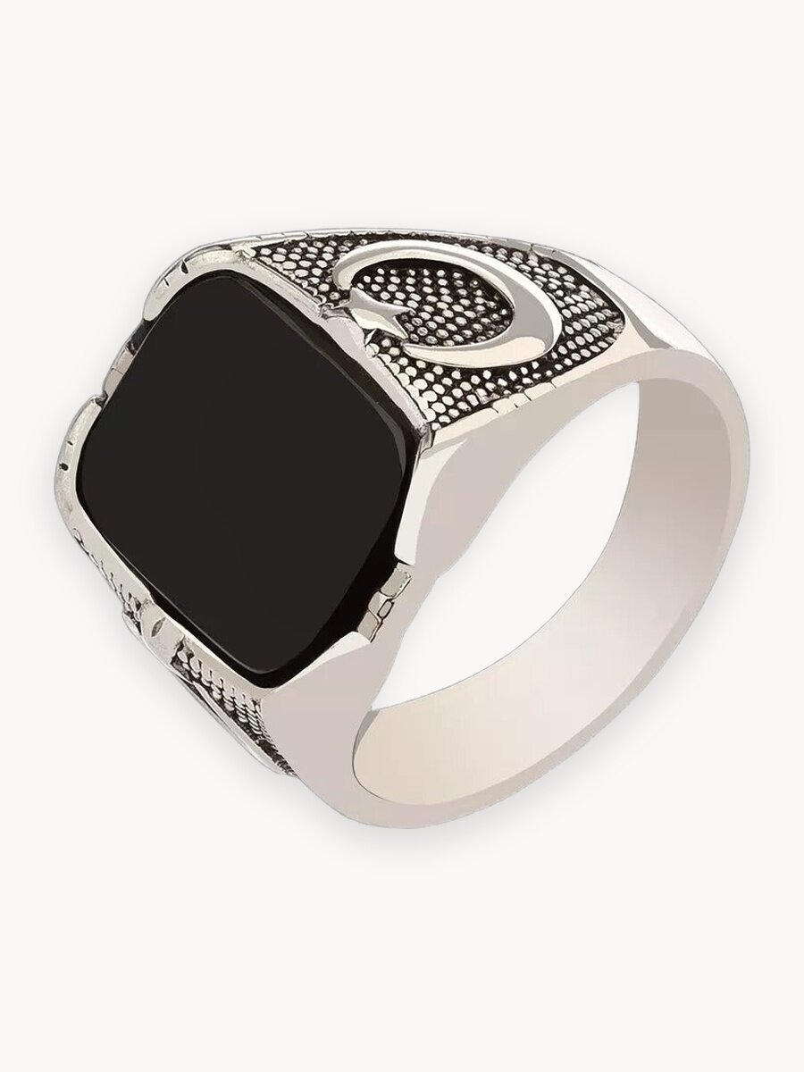 Печатка МЕКАТО, эмаль, размер 22, серебряный, черный