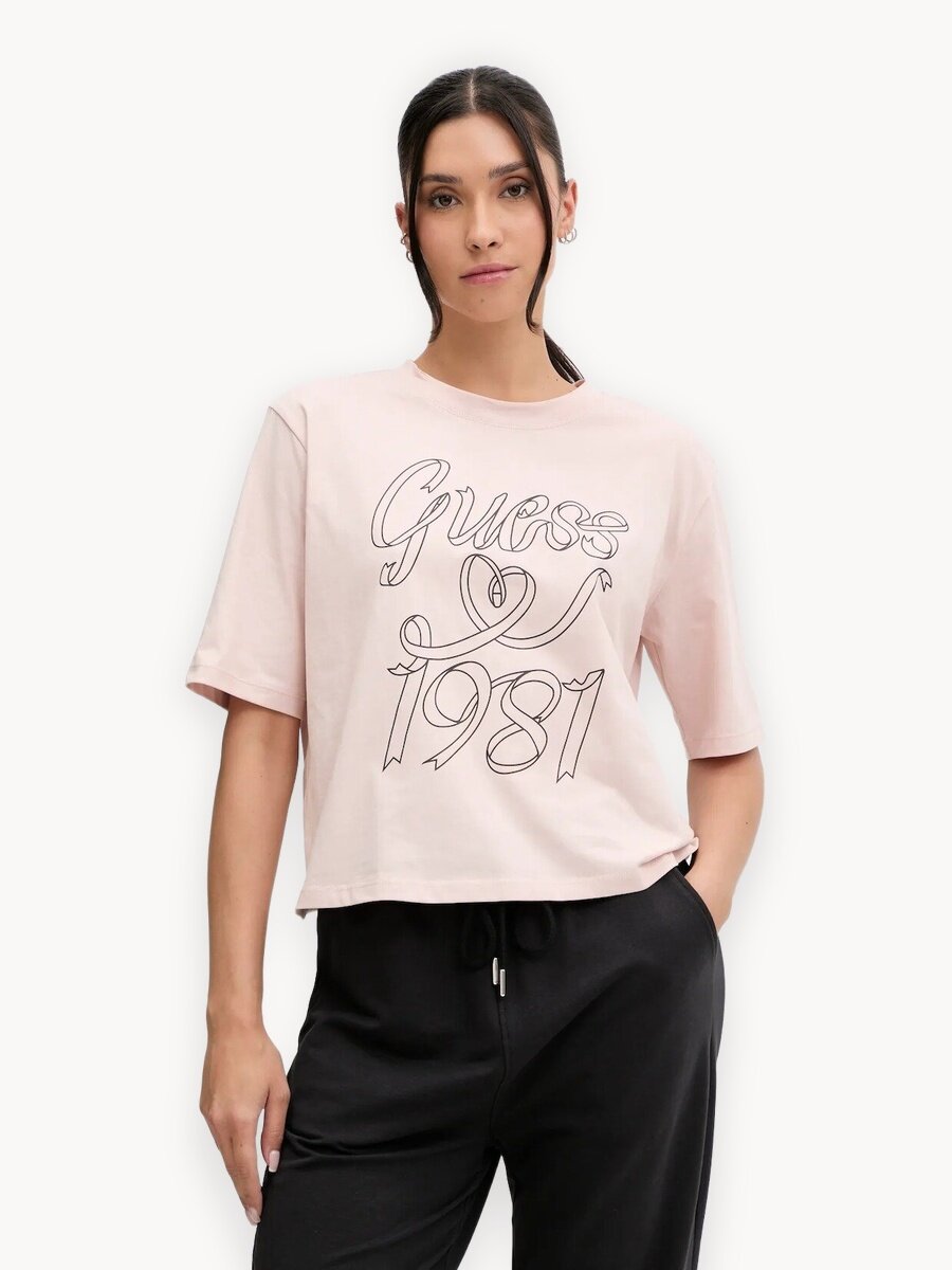 Футболка GUESS, размер M, розовый