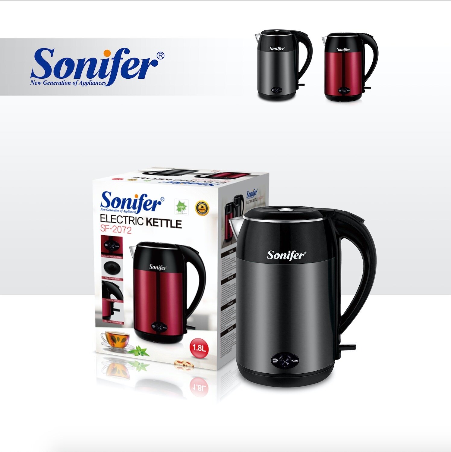 Электрический чайник Sonifer SF-2072, Мощность 1800 вт, объём 1.8 л — фото 1