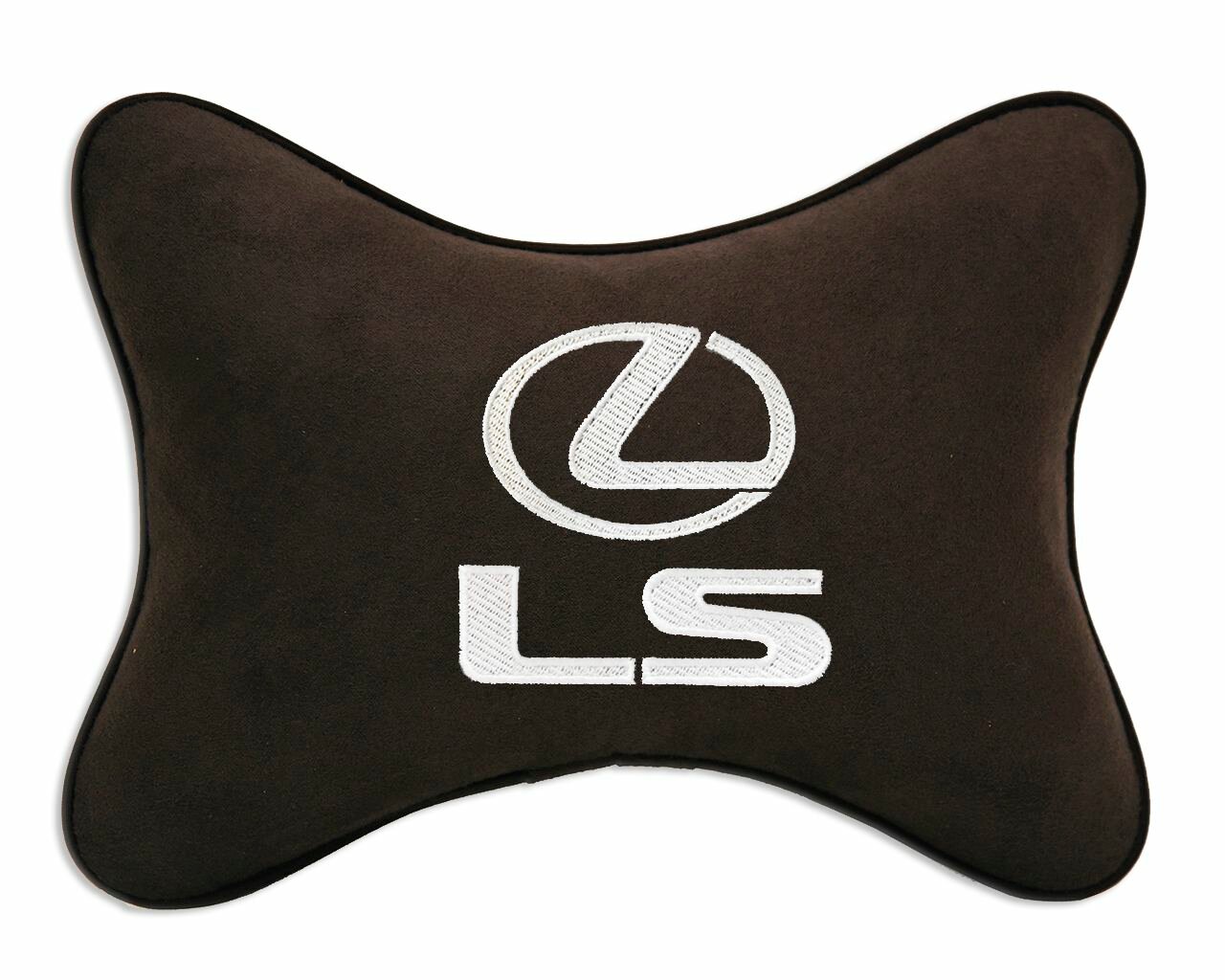 Подушка автомобильная на подголовник коричневая алькантара LEXUS LS