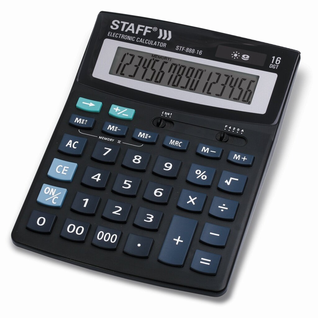 Калькулятор настольный STAFF STF-888-16 (200х150 мм), 16 разрядов, двойное питание, 250183 - фото №7