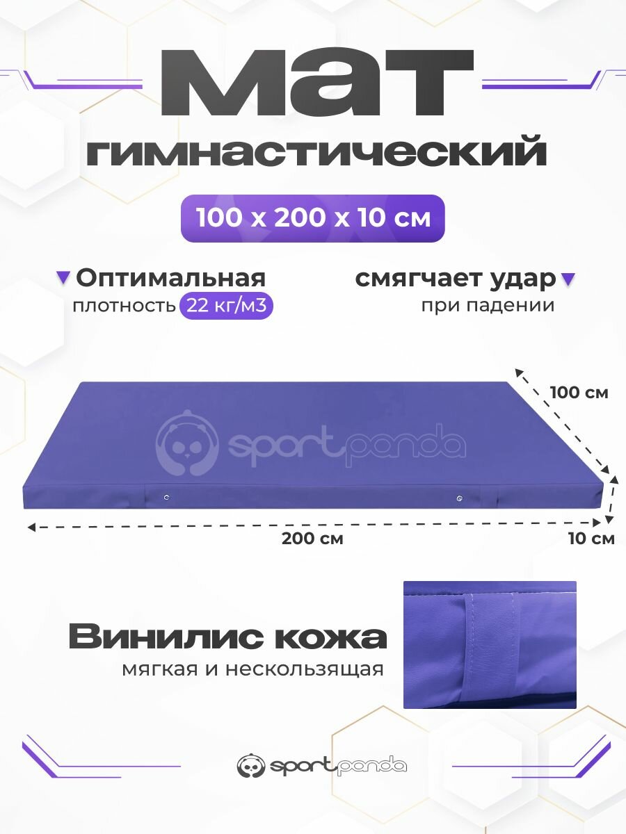Мат гимнастический 1*2*0,1 м, винилискожа + поролон 22 кг/м3