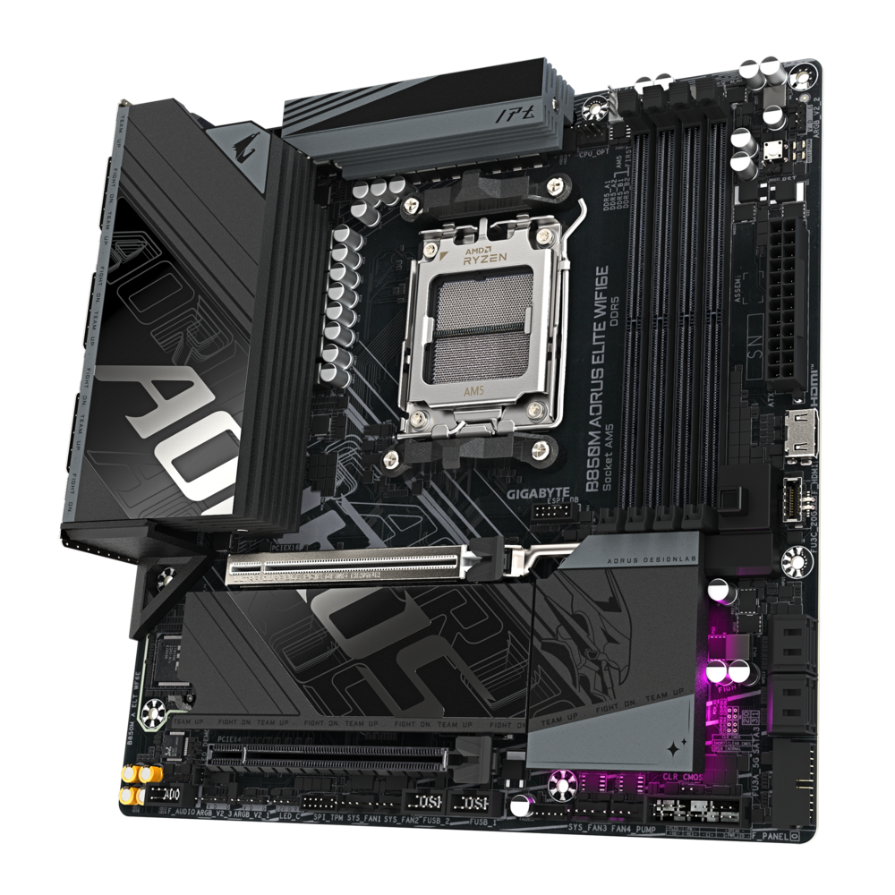 Материнская плата Gigabyte B850M AORUS ELITE WIFI6E, AM5, AMD B850, Micro-ATX, RTL (B850M AORUS ELITE WIFI6E) — фото 1