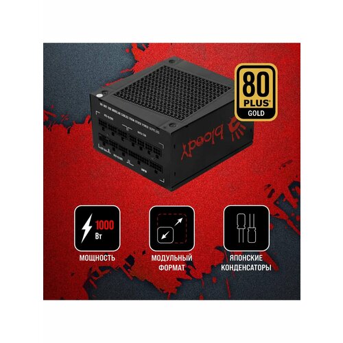 Блок питания BLOODY BD-PS1000G, 1000Вт, 140мм, черный, retail [bd-ps1000g-m]