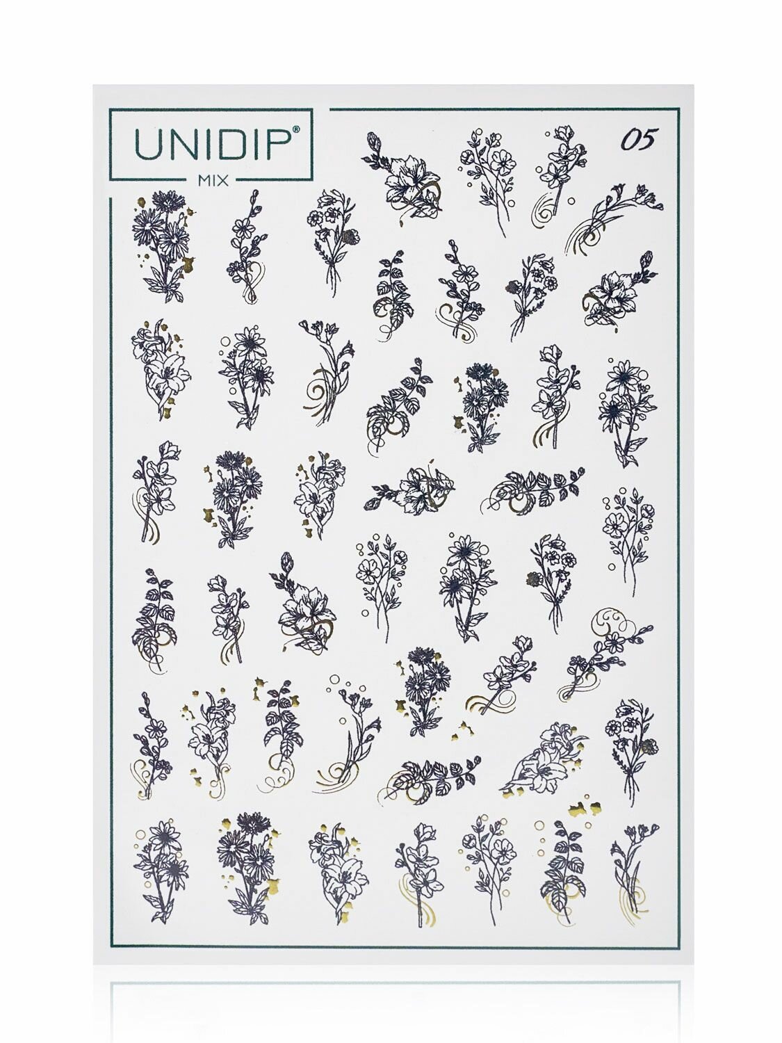 UNIDIP Слайдеры для дип-системы/ наклейки водные/ 05 веточки-цветочки